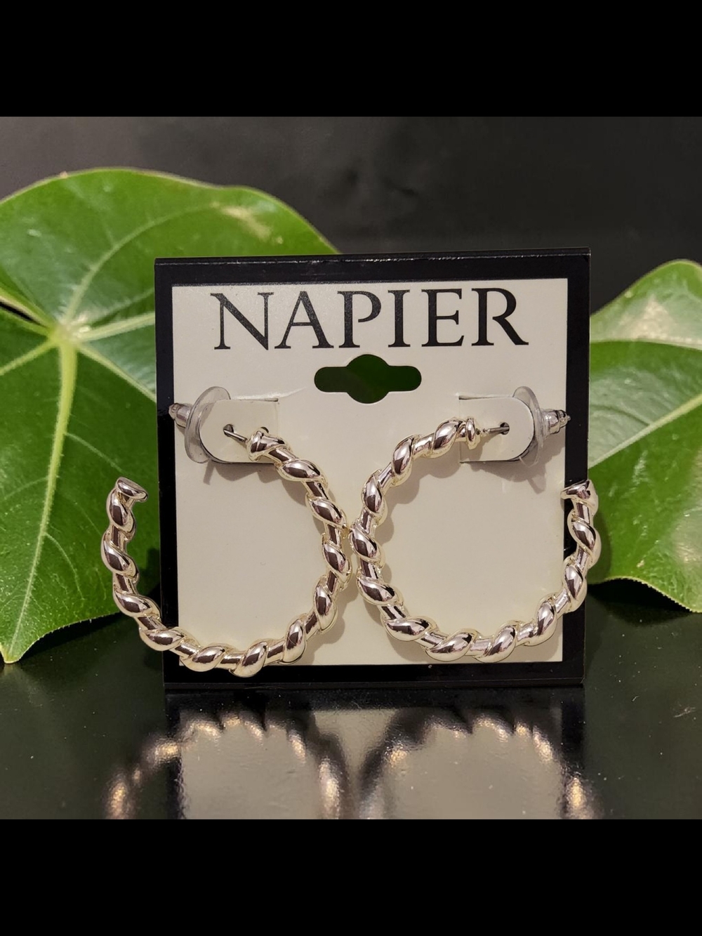Napier Twisted Hoop Earrings - Silver Tone